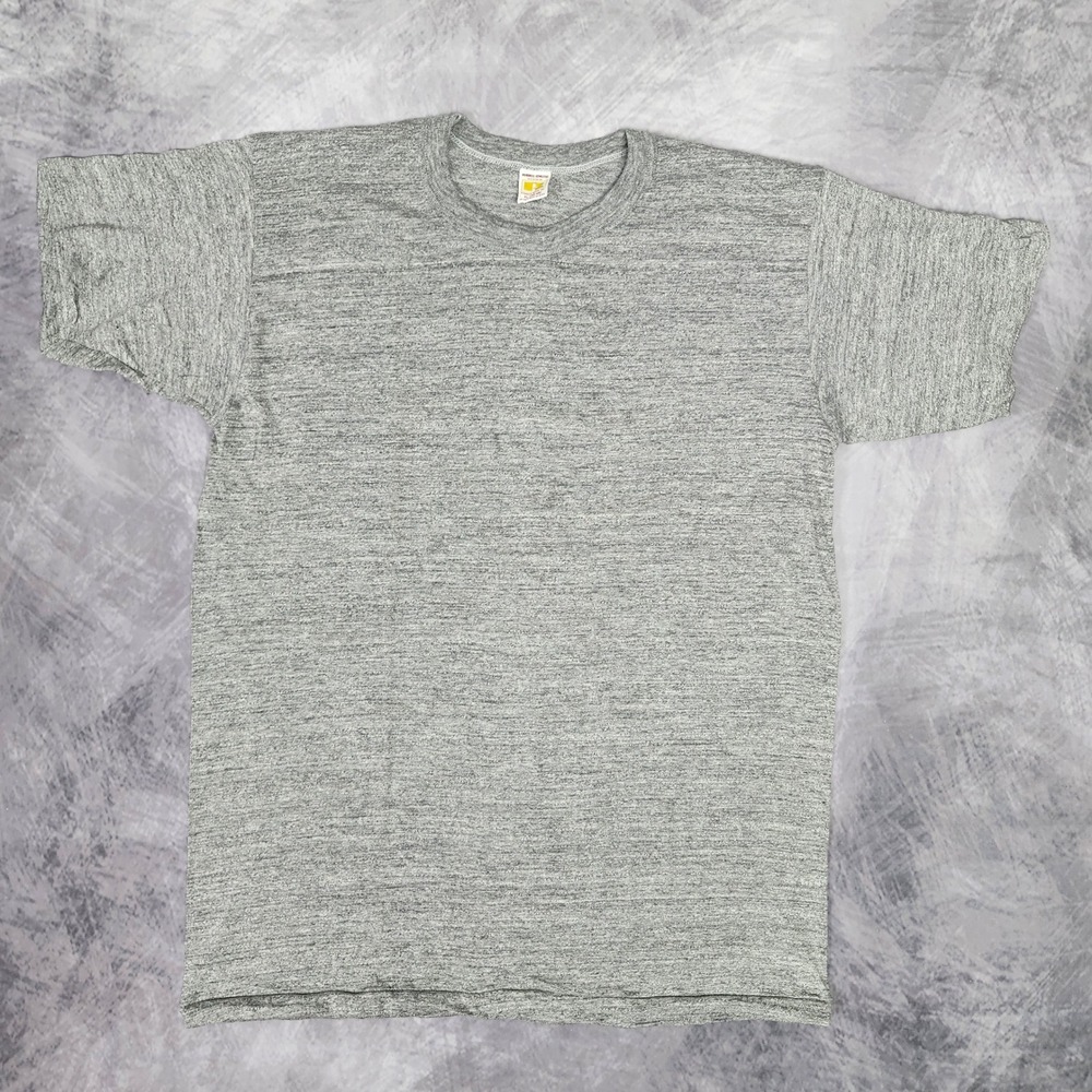 Vintage 70s Russell Athletic Gold Tag T Shirt Heather Grey Blank Made in USA XL
